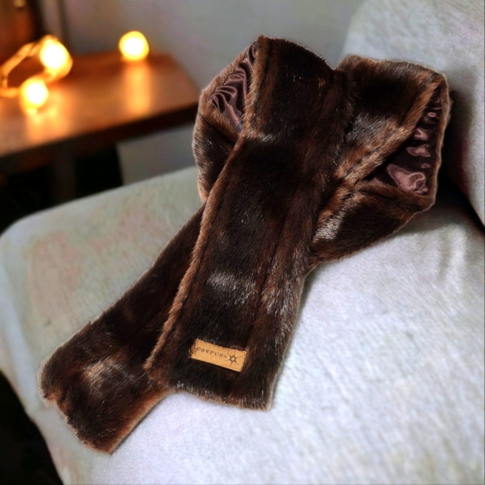 COVFURS Faux Fur Neck Warmer Scarf